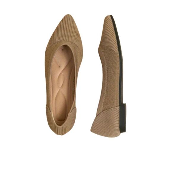 Tan knit Pointe toe flats - Picture 3 of 4